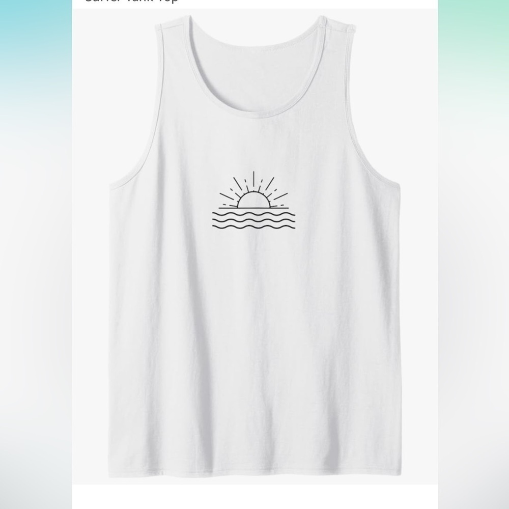 NWOT Sun & Waves Surf Minimalist Beach Summer Surfing Surfer Tank Top